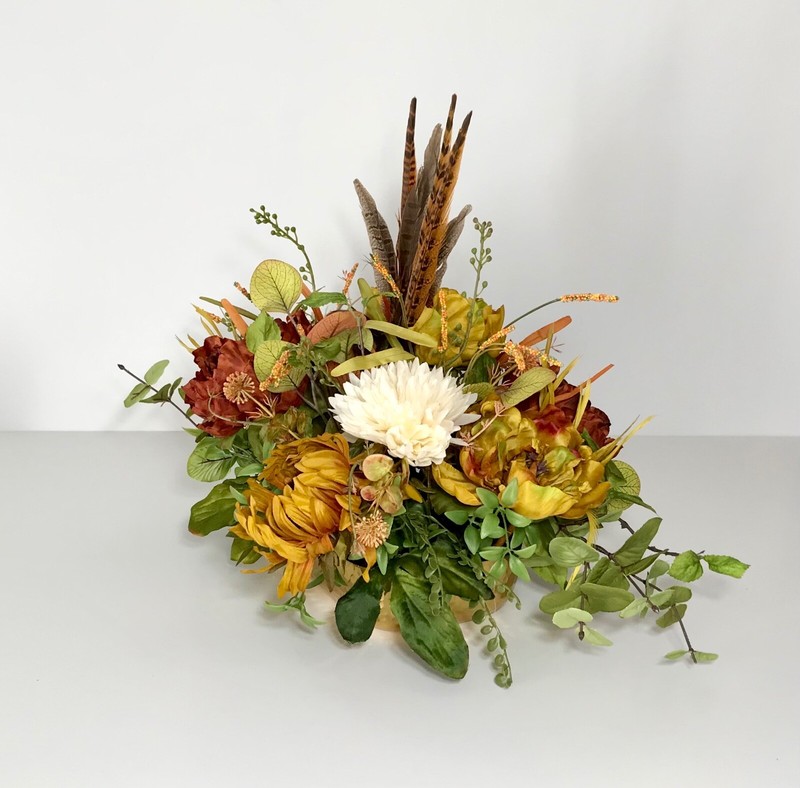 FALL EARTH TONE COLORS FLOWERS THANKSGIVING CENTERPIECE TABLE DECORATION GIFT gallery
