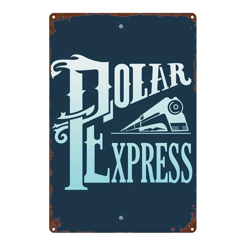 Vintage Dollar Train Metal Wall Sign Turquoise White 8X12 Inch