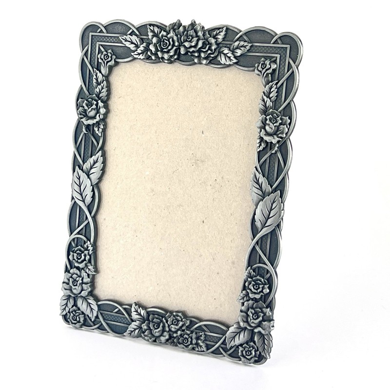 Flower Rose Vine Metal Frame 5×7 Photo Decor Standing Victorian Ornate Cottage