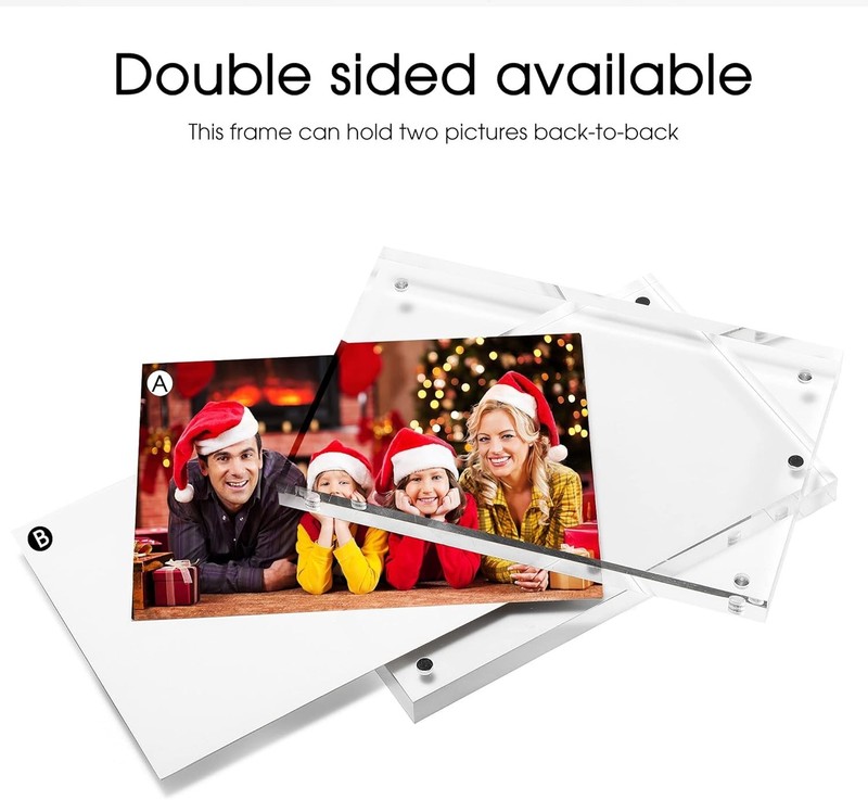 Acrylic Picture Frame Magnet Double Sided 12+12MM Plexiglass Clear 4x6 5x7 8x10" gallery