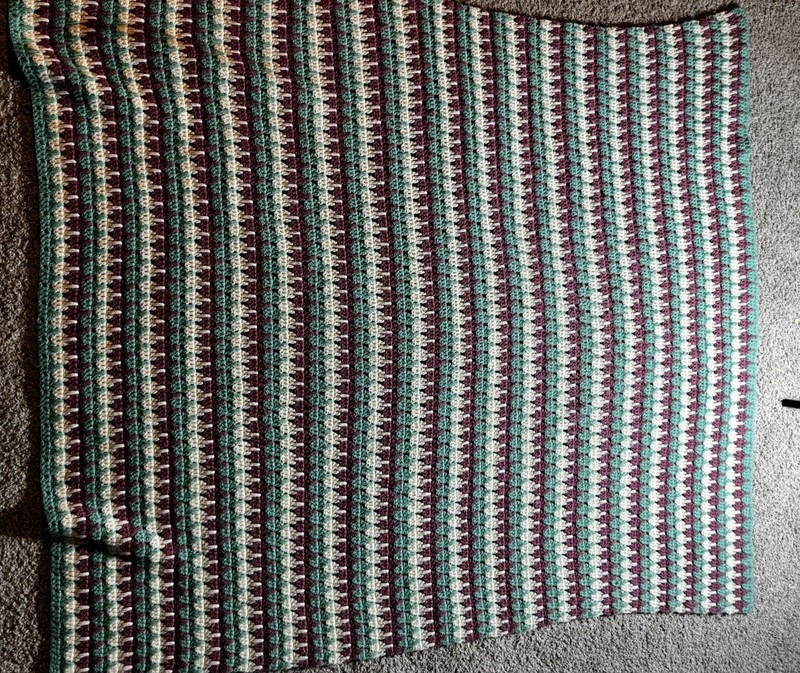 Purple,turquoise, And White Stripes Afghan Vintage gallery