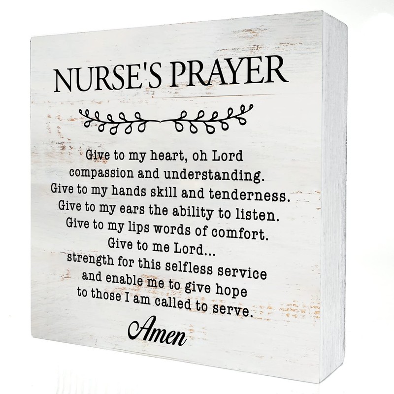 5 x 5 Inch Rustic Nurse Wooden Box Sign Block Plaque Home Desk Decoration