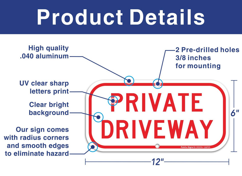(2 Pack) Private Driveway Sign, .40 Rust Free Aluminum 12 X 6 Inches, UV Prot... gallery