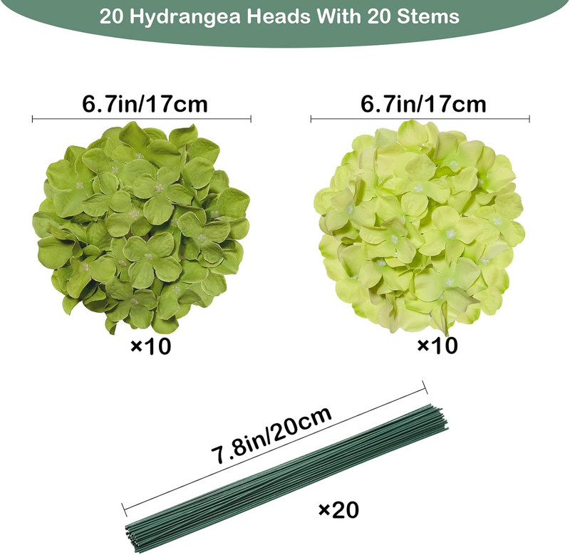 20 Pcs Green Faux Hydrangea Flowers for Wedding and Outdoor Decor gallery