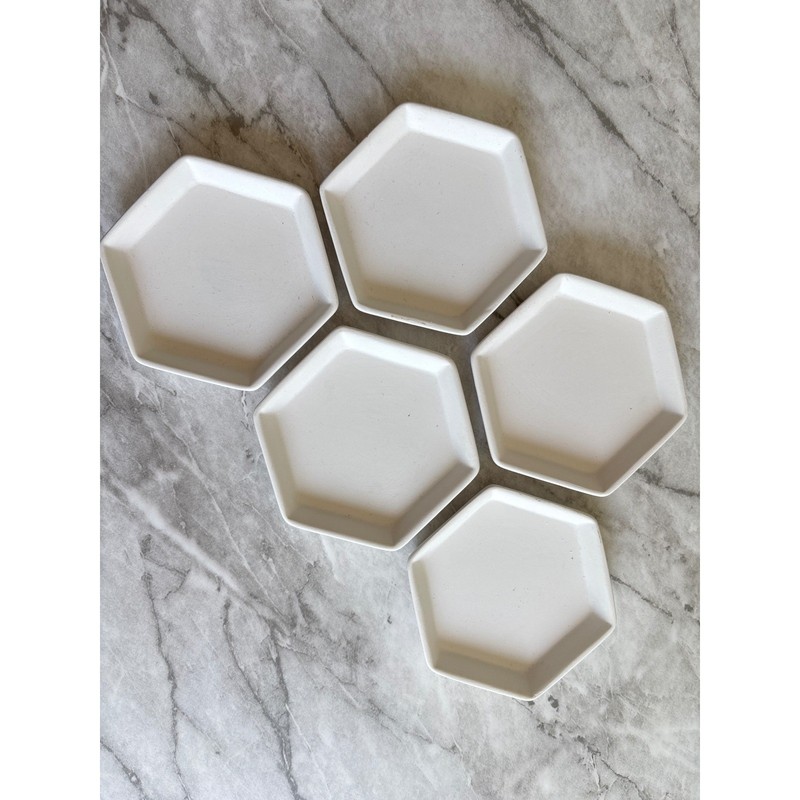 Unbranded Hexagon Decorative Tray White Good Earthenware Unique decoration