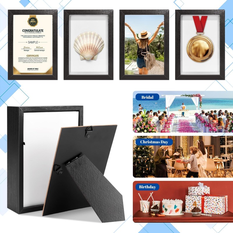 5 Pack 4x6 Shadow Box Frames for Photos Crafts and Memorabilia Display gallery