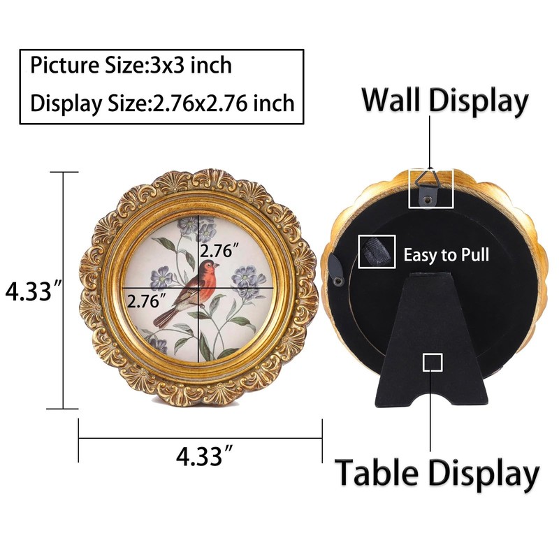 que Bronze Round Photo Frame 3x3, Handcrafted, Tabletop, Gold gallery
