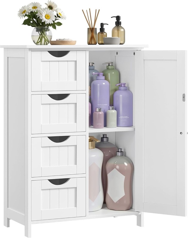 Storage Cabinet with Drawers, Freestanding Floor Cabinet with Door, 13.8 x 25.6