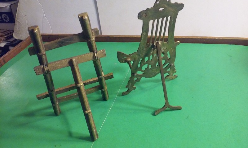 Lot 2 Vintage Brass Mini Easel Holder Display Stands Patterned Victorian Style gallery