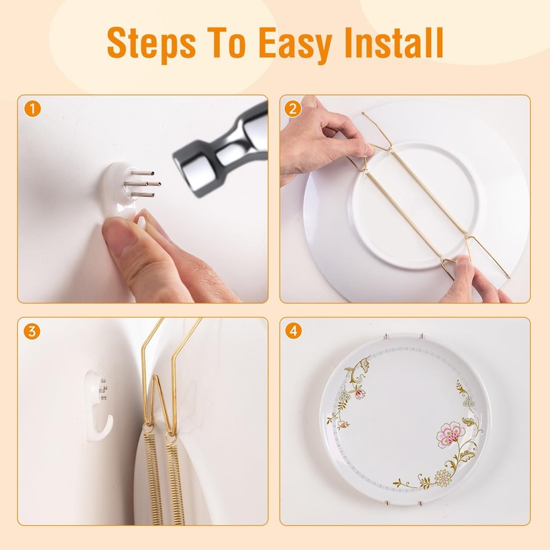 4 Pack HeavyDuty Stainless Steel Plate Hangers 810 Inch Gold for Wall Display gallery