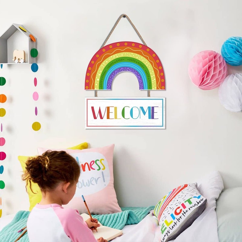 LHIUEM Rainbow Welcome Wooden Hanging Door Sign,Boho Rainbow Wall Decor,LGBT ... gallery
