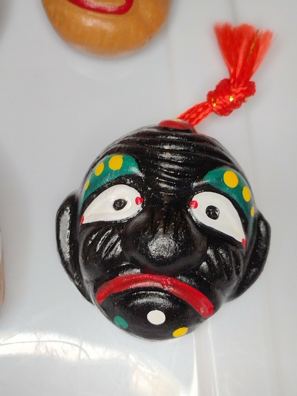 Korean Folk Art Clay Mask Ornament Wall Hanging Set Of 4 Vintage gallery