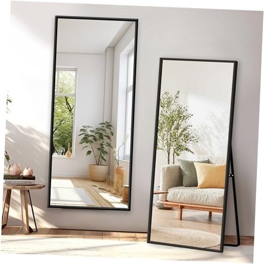 Full Length Mirror with Stand, 64″x21″ Full Body 64″L x 21″W Black-rectangle