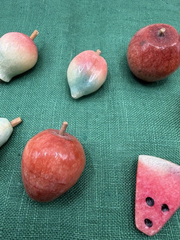 Vintage Mini Alabaster Italian carved marble fruit. One is damaged. gallery