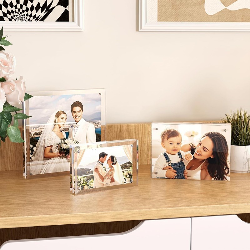 5x7 Acrylic Frames 6 Pack 20mm Thicker Frameless Clear Picture Frame Double Side gallery