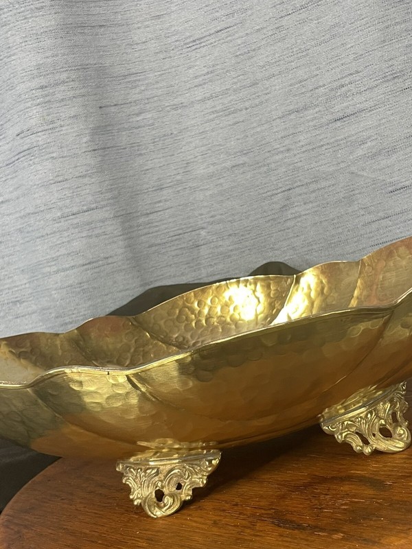 Vintage Brass Centerpiece Bowl Handmade Hand hammered Copper Brass Centerpiece gallery