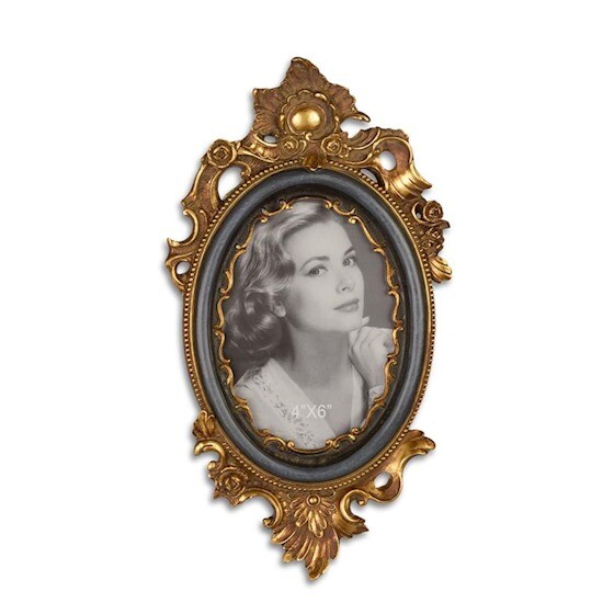 9934067-d Golden Grey Picture Frame Historicism Oval 6 5/16×11 3/8in