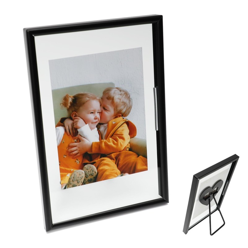 Black 4×6 Inch Vertical Floating Frame Heart Tabletop Fits 3×5/2×3/1×2 In