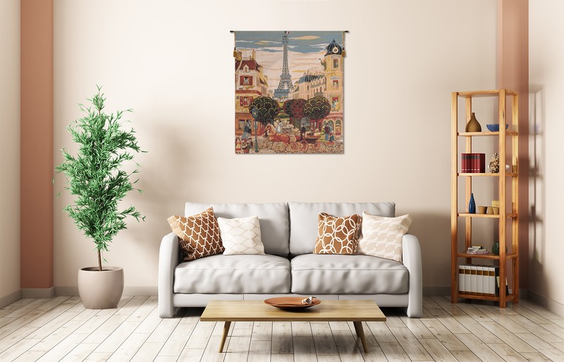 Eiffel Naif Jacquard Belgian Tapestry Wall Art Hanging For Home Decor (New) gallery