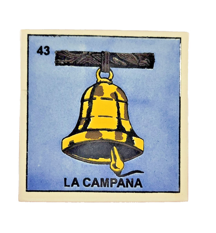 Lotería Tile – La Campana #43 | Mexican Ceramic Folk Art Decorative Tile
