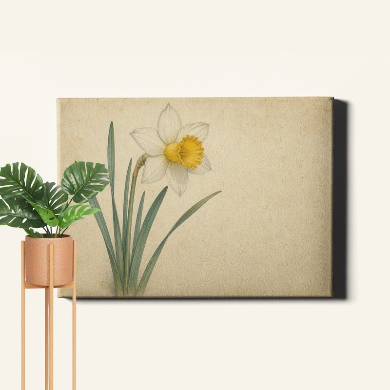 Vintage Daffodil Botanical Illustration Poster Print, Narcissus Flower