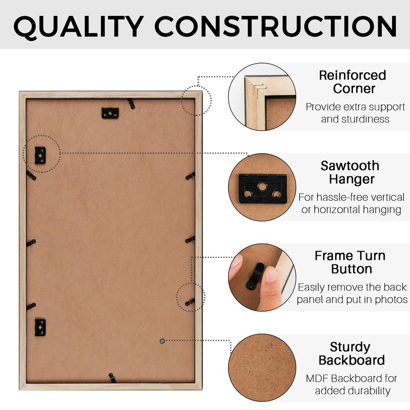 Golden State Art, 8x10 Collage Picture Frame - Solid Wood with Tempered Glass... gallery