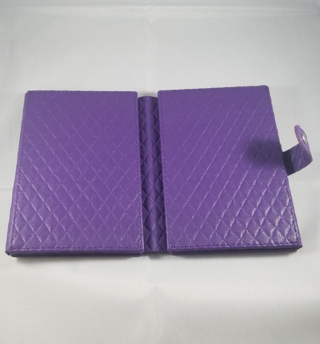 Purple & Black quilted leather like photo holders clasped (2) items new gallery