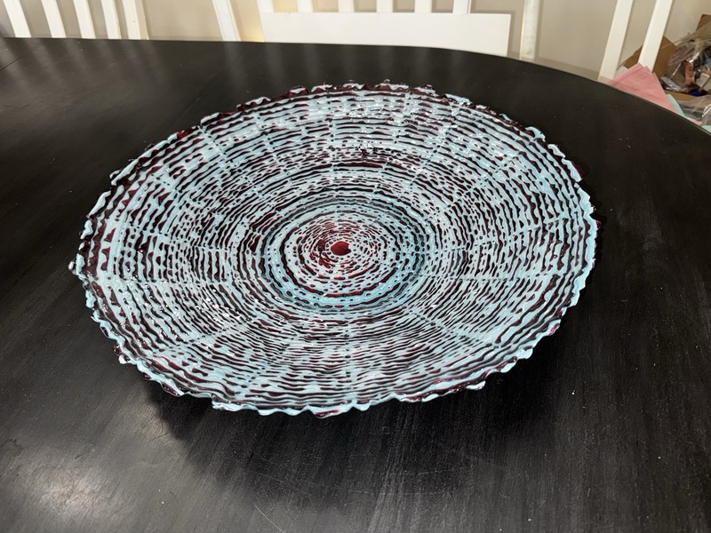 Arda Glassware Round Blue & Red Art Glass