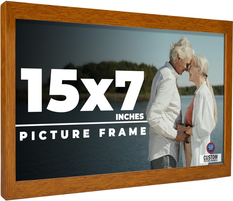 15×7 Honey Brown Real Wood Picture Frame Width 0.75 inches | Interior Frame Dept