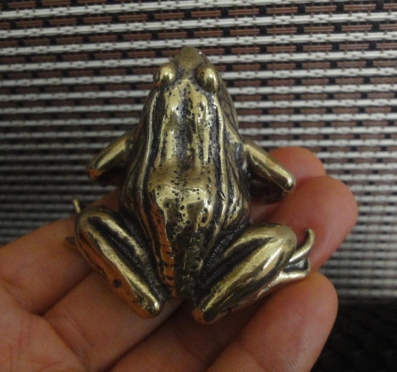 Vintage Style Solid Brass Copper Frog Figurine Statue Knick Knacks gallery