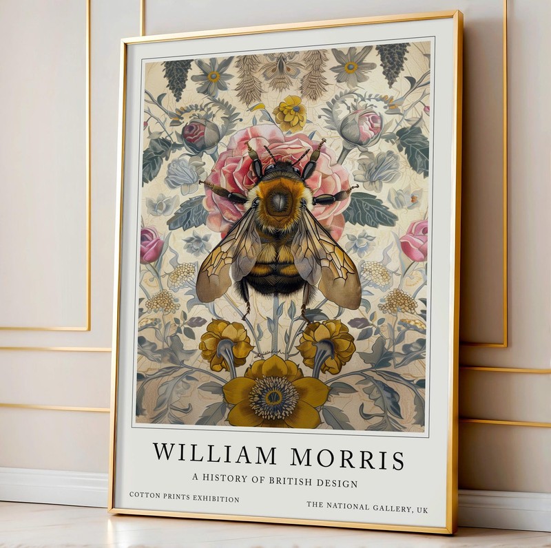 William Morris Bumble Bee Print – Vintage Wall Art Exhibition Poster