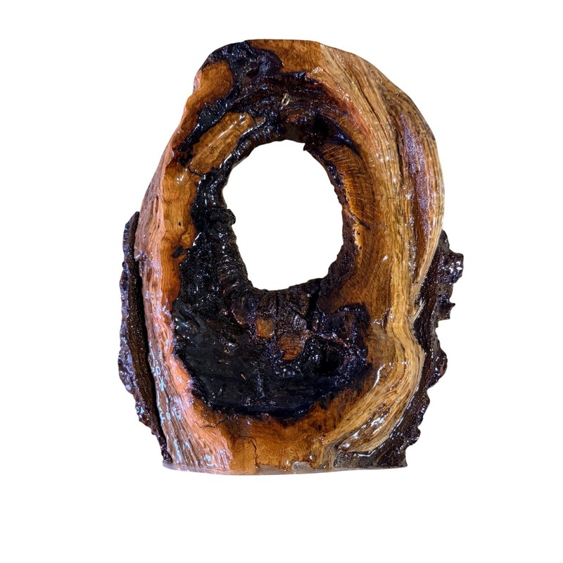 “Handcrafted Burl Wood Sculpture Natural Live Edge Abstract Wood Art 7.5″ Tall”