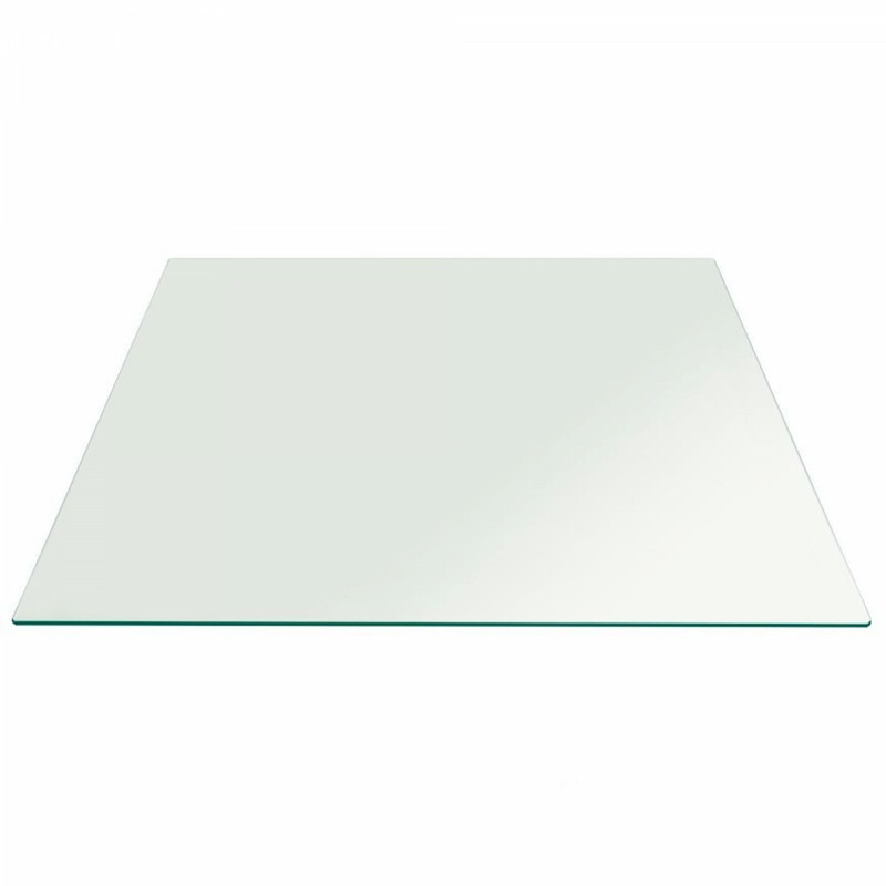 Square Glass Table Top End Table 15 Inch Flat Edge 12mm Thick Tempered Glass Top