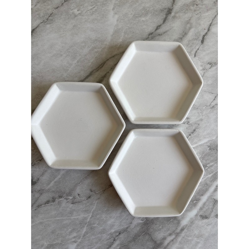 Unbranded Hexagon Decorative Tray White Good Earthenware Unique decoration gallery