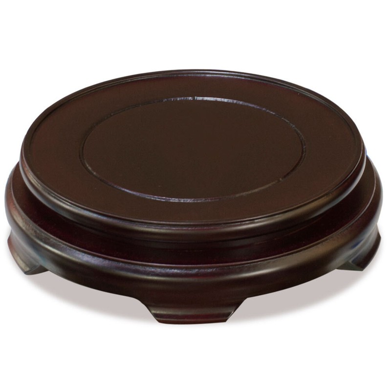 US Seller – 6 Inch Dark Brown Round Chinese Wooden Stand