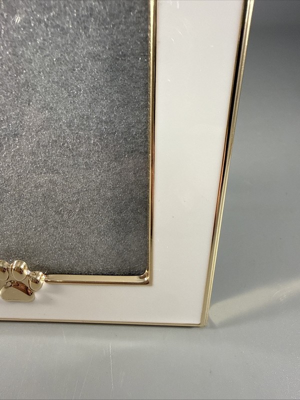 SHEFFIELD HOME White Gold 5” X 5” Picture Frame with Gold Paw Print 3.5” Picture gallery