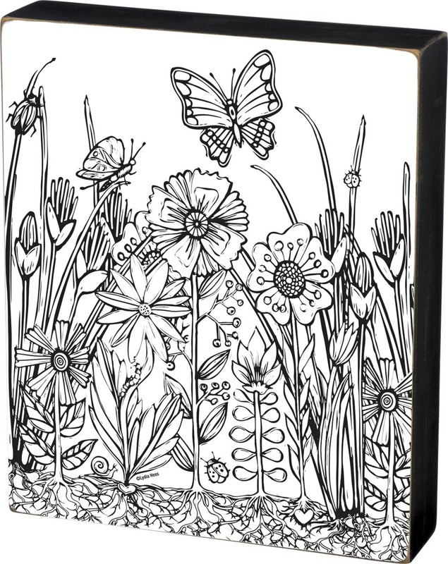 Butterfly Flower Garden Scene Decorative Sign – Color a Sign – 33102