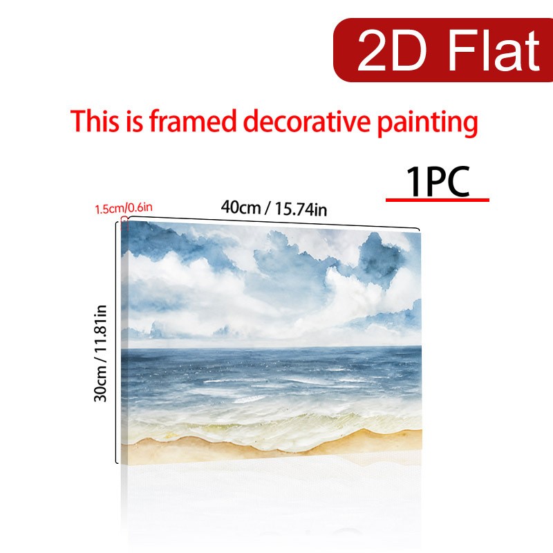 Soft Watercolor Beach Ocean Calm Minimal Canvas Wood Frame Bedroom Decor Gift