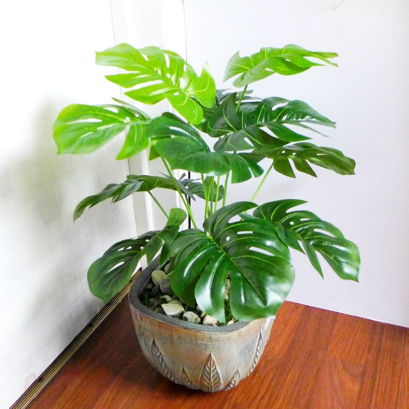 16″ Hight Artificial Plants Green Plastic Small Bush Tree (12 Lifelike Leaves )