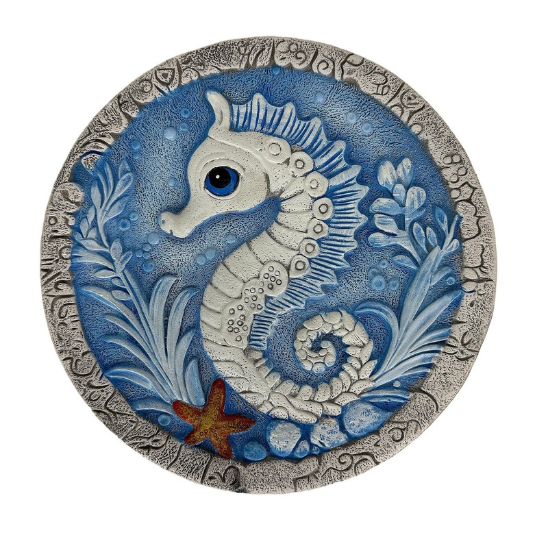 Sea Life Wall Plaques Set of 3 Round Coastal 10 in Blue Ocean Decor gallery