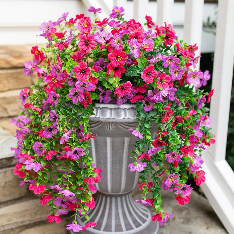 2Pcs Fake Flowers Artificial Floral for Outdoors Decorations, outside Flower Dec