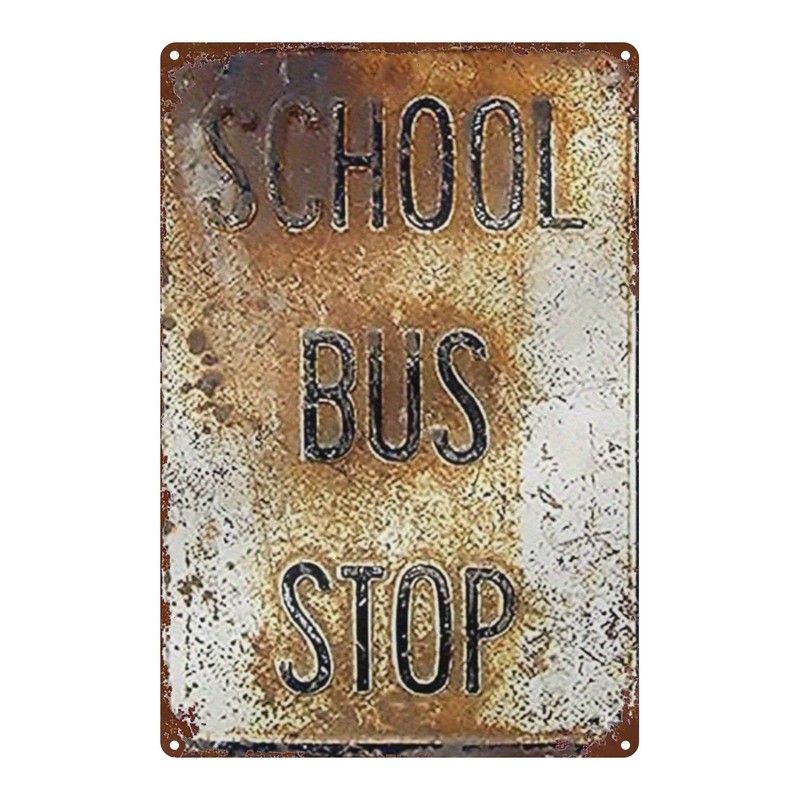 2D Metal School Bus Parking Sign 8×12 Inches Vintage Style Decor