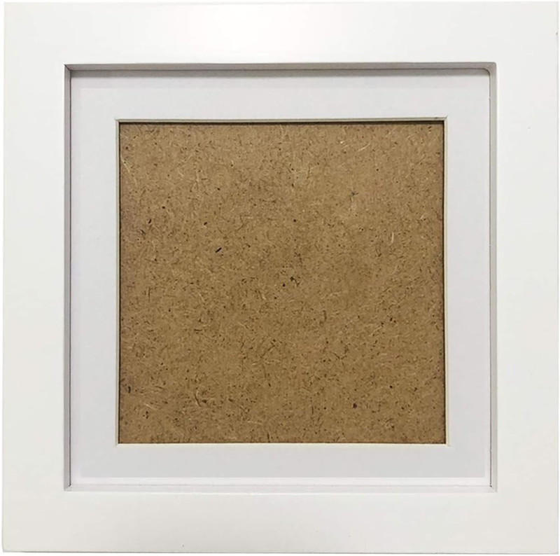5X5 Picture Frames with 4X4 Opening Mat. White Square Photo Frame. Solid Wood.Fr