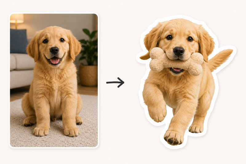 Turn Your Pet Into a Custom Sticker – AI Generated Pet Portrait Decal gallery