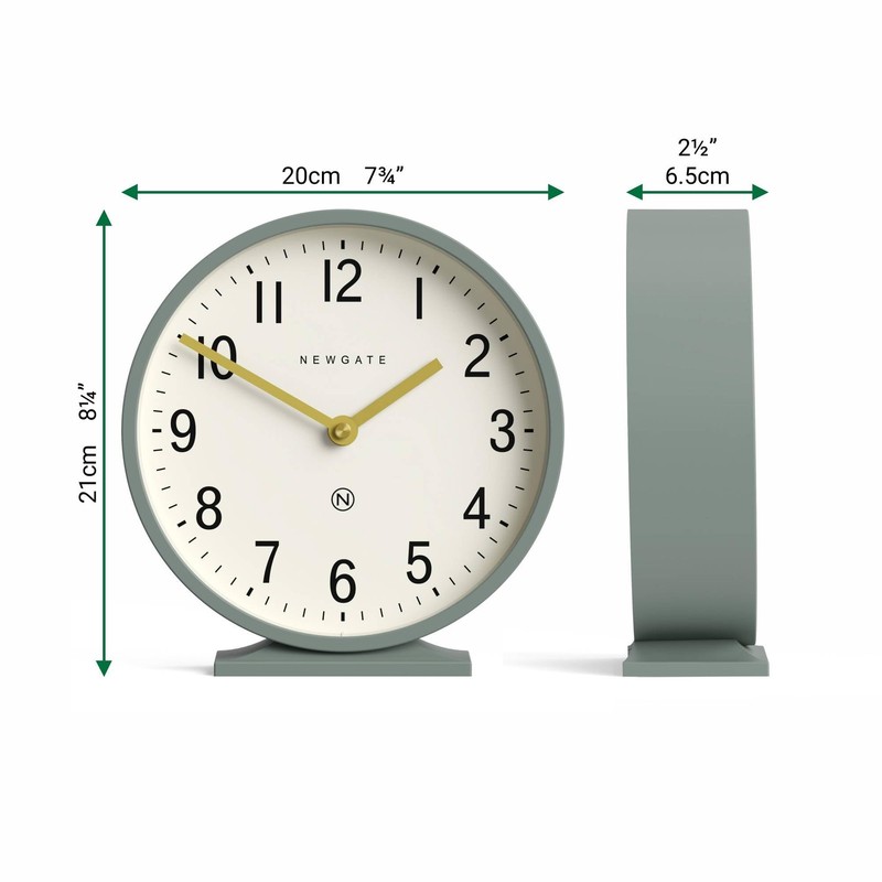 ® Q Mantel Clock | Modern Classic Round Mantel Clock | Asparagus Green | Cont... gallery