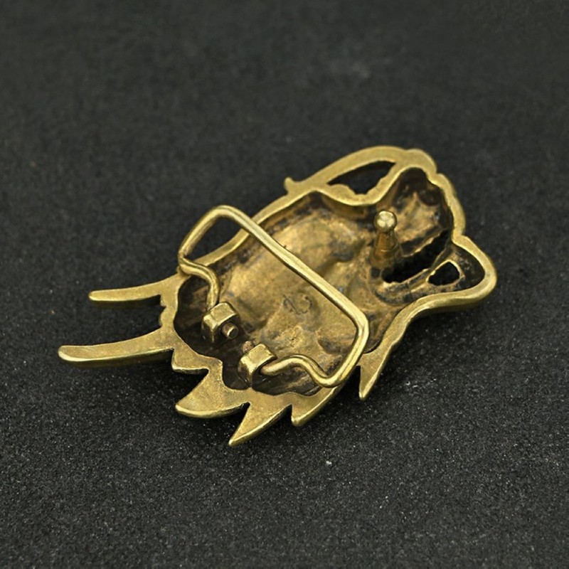 Vintage Style Solid Brass Copper Relief Dragon Head Statue Cool Men Belt Buckle gallery