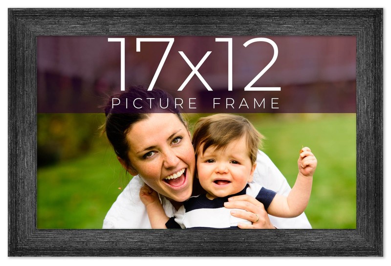 17×12 Frame Black Real Wood Picture Frame Width 1.5 inches | Interior Frame Dept