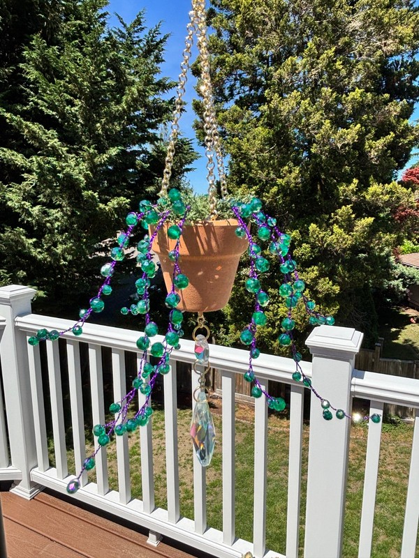 Handmade beaded forever plant suncatcher hanging decoration