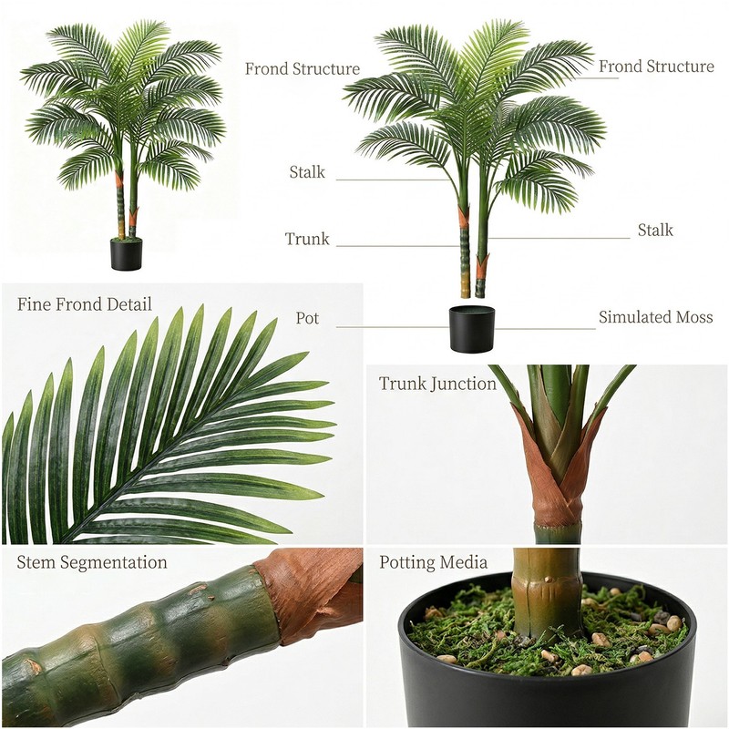 NOVAROOT 6FT Double Trunk Golden Cane Artificial Palm Tree Home Decor indoor gallery