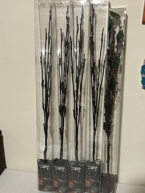 5 Lighted Branch stems with white lights - Battery Operated gallery